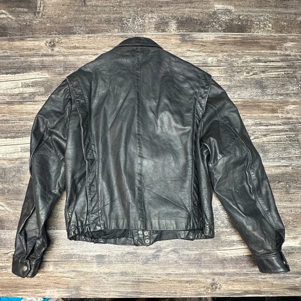 Vintage Reed Sportswear Leather Jacket - Men's Black Jacket